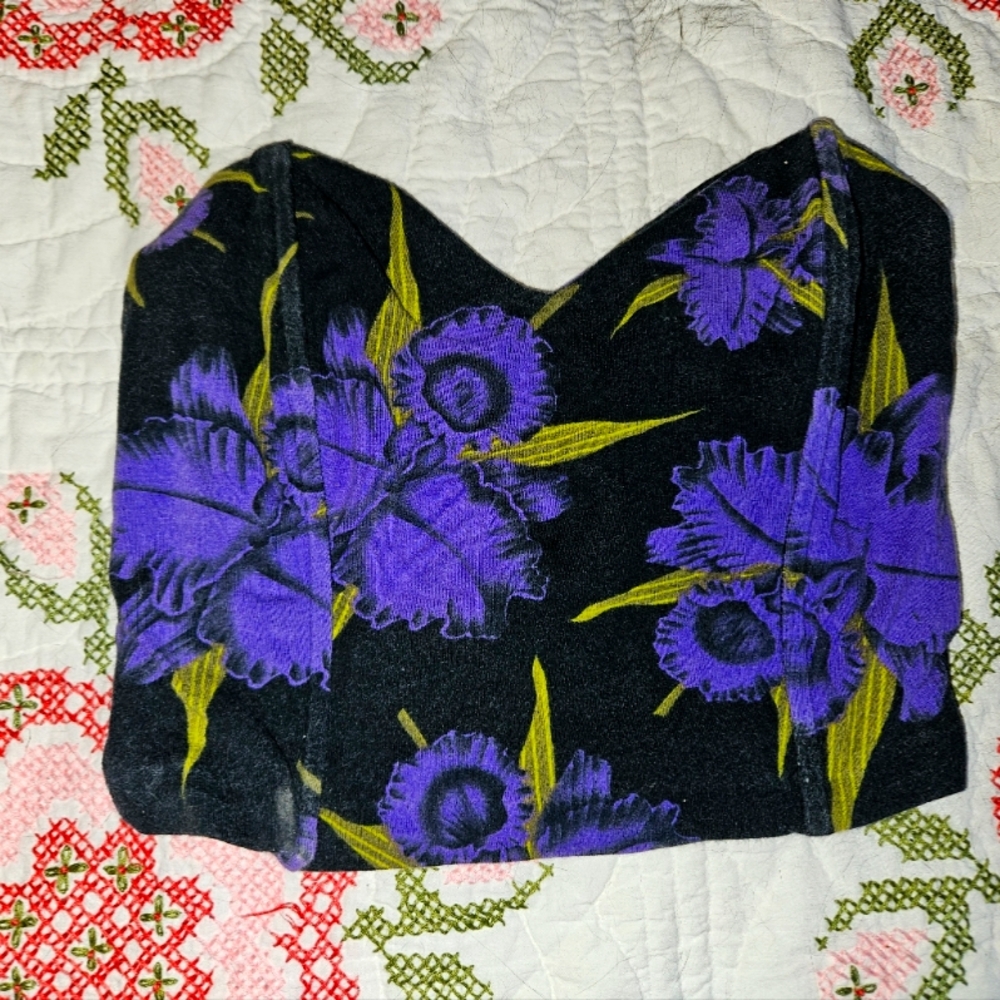 RARE 80s Betsey Johnson Punk Label 3 Pc Matching Iris Set Corset Gloves